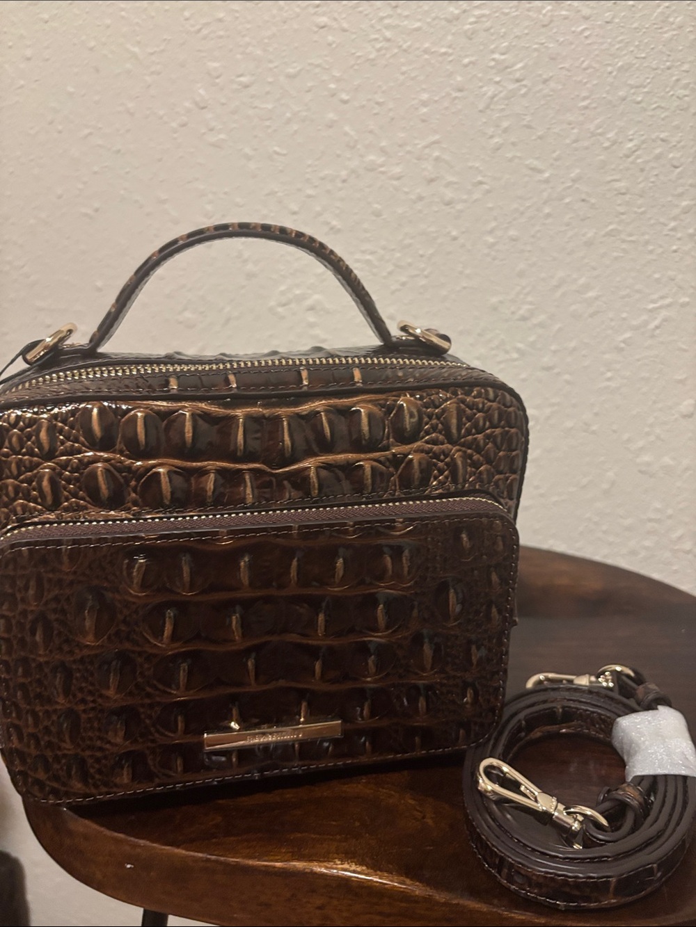 Brahmin Bronze Croc-Embossed Top-Handle Mini Satchel - Picture 6 of 10